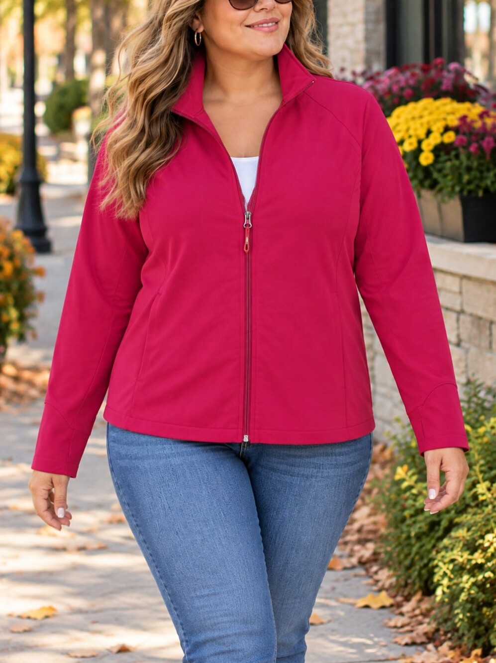 Ellen Tracy Fuchsia Pink Full Zip Utility Jacket Women’s Lightweight Activewear